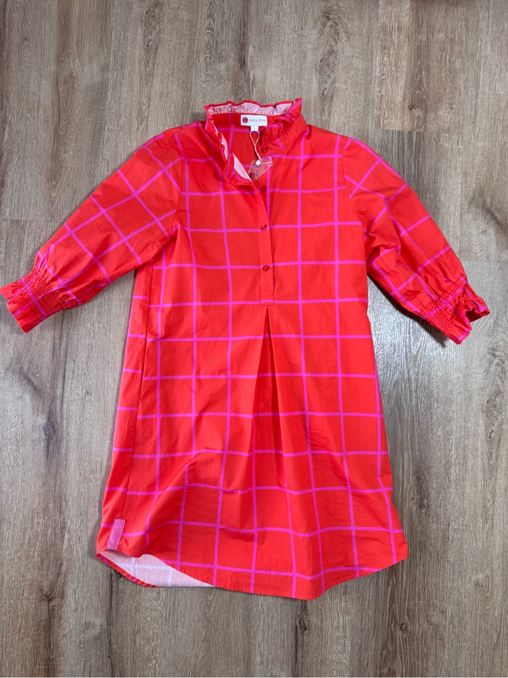 Caryn Lawn Kimberly Park dress red and pink